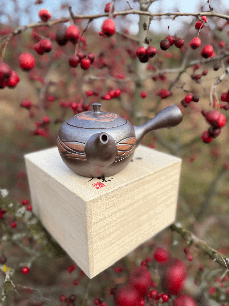 Kyusu konvička Tekoucí voda s dřevěnou krabičkou | Bratři v čaji